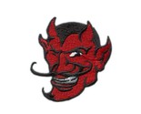 RED DEVIL IRON ON PATCH 2.5&quot; Outlaw Biker Smiling Demon Embroidered Appl... - $5.95