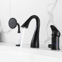 Black 3 Holes widespread Bathroom Bath Roman Tub Filler Faucet shower New - £175.52 GBP