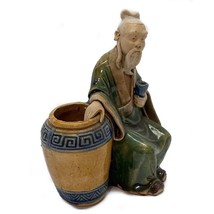 Oriental Asian Shiwan Figure Mud Man Basket Ceramic Statue Mudman Antique 4 1/2&quot; - £13.21 GBP