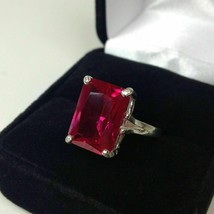 2.80Ct Labor Erstellt Smaragd Rot Rubin Verlobungsring 14K Weiß Vergoldet - £114.35 GBP