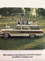 Ford Country Squire Station Wagon Vtg 1964 Print Ad Kids Sitting On Roof - £7.88 GBP