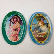 Set of 2 Coca-Cola Oval Tin Trays – 1973 Vintage Reproductions – 6″ x 4.... - $13.99