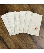 Vintage Beige Linen Dinner Napkins Hand-Embroidered Crochet Floral Set of 6 - $719.66 MXN