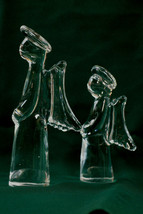 Toscany Set Of 2 Clear Lead Crystal Christmas Nativity Angel Figures 9&quot; &amp; 7 1/4&quot; - £25.69 GBP