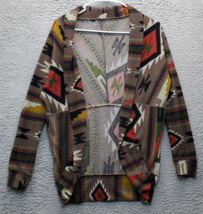 Wanna B Cardigan Sweater Womens Multi Aztec Tight Knit Long Sleeve Open ... - £13.88 GBP