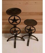 Candle Holders Pillar Star Texas Western 13.5&quot; And 9&quot; Tall Decorative Se... - $527.41 MXN