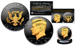 2022 Black RUTHENIUM JFK Half Dollar U.S. Coin 2-SIDED 24K Gold (D-MINT) - $19.95