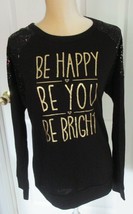 Jerry Leigh Black “Be Happy Be You Be Bright” sequins Top size L 11/13 - £4.62 GBP