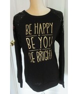 Jerry Leigh Black “Be Happy Be You Be Bright” sequins Top size L 11/13 - £4.62 GBP