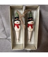 2 Russ Winter&#39;s Country Home Crackle Ceramic Snowman Icicle Christmas Or... - $363.99 MXN
