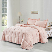 HIG 3 Piece Pre-Washed Goose Down Alternative Comforter Duvet Insert- Pink - £26.61 GBP+