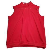 Golf Vest Men&#39;s Size L Red W Silver Trim Full Zipper Good Shape - $12.82