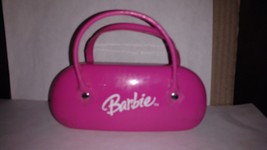 Barbie Tiny Purse Eyeglass Case Hot Pink Black Velvet Lining Two Handles... - $6.00