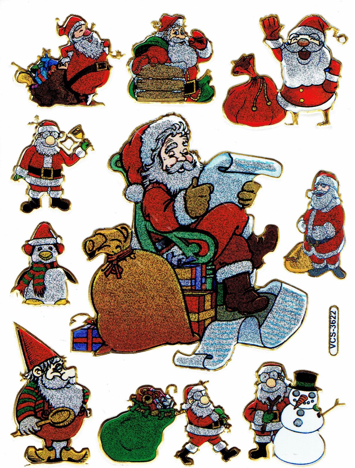 D534 Christmas Santa Claus Xmas Sticker Decal Kids Glitter 13x10 cm / 5x... - $1.99
