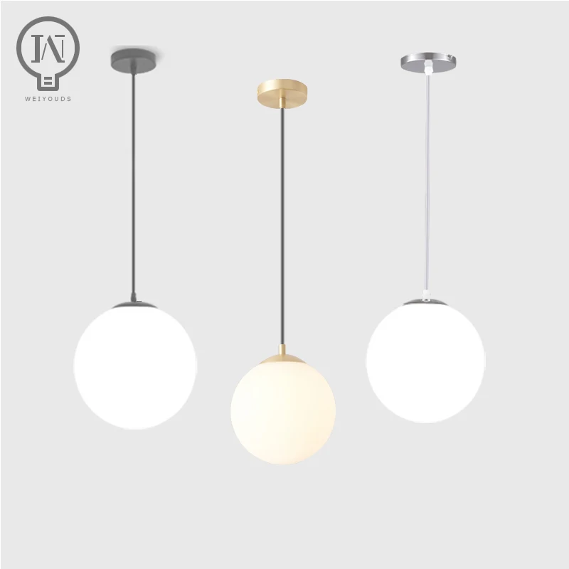 Gold/Black/silv Glass Ball Pendant Lights White Globe Hanging Lamps Bar - $30.53+