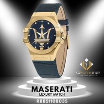 Maserati Potenza Gold Quarzuhr mit Lederarmband R8851108035 - $162.18