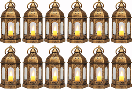 Mini Lantern with LED Tealight, 8 Pcs Ramadan Lanterns, Vintage Brown Lanterns D - £31.95 GBP