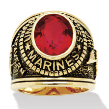 PalmBeach Jewelry Men&#39;s 6 TCW Yellow Gold-Plated Simulated Red Ruby Marines Ring - £32.14 GBP
