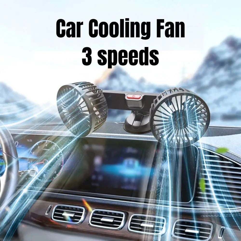 Car Cooling Fan USB 5V Electric Air Circulator 360° Adjustable Dual Head Cooling - £9.55 GBP+
