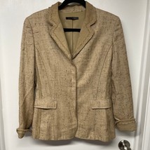 Elie Tahari Beige Brown Tweed Blazer Jacket Womens Size 12 Large Career - £28.74 GBP