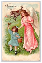 Guardian Angel Child Nearing Bucking Horse Embossed DB Postcard H26 - £6.19 GBP