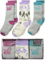 Realtree Girls Youth Merino Wool Cushion Ultra-Dri Boot Socks Gift Box 3 Pair - £15.17 GBP