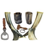 Set of 2 Viking Drinking OX Horn | Tankard | Mug | Cup for Ale, Beer, Me... - £38.83 GBP