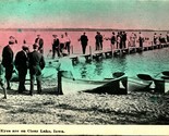 Dock and Canoes All Eyes on Clear Lake Iowa IA UNP 1910s DB Postcard - $10.64
