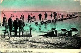 Dock and Canoes All Eyes on Clear Lake Iowa IA UNP 1910s DB Postcard - £8.36 GBP