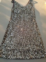 Black Sequin Amber Blue Stretch Dress BodyCon Size Large - £21.25 GBP