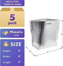 5 Insulated Thermal Bubble Delivery Bags /w Hand Hole 6x6x6 Lightweight - $18.85