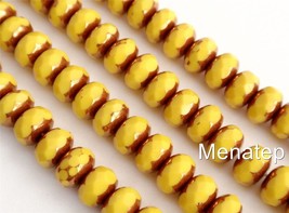 25 5/7 mm Czech Glass Gemstone Donut Beads: Copper - Opaque Yellow - $79.71 MXN