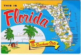 Florida Postcard State Pictoral Map Sunshine State - £2.35 GBP