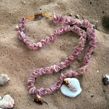 Purple Seashell Necklace Vintage 80s Shell Beach 90s Hawaiian Coastal Su... - £15.55 GBP