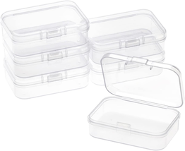 ISKYBOB 6 Packs Rectangle Small Clear Plastic Storage Containers Box Case With - $16.03