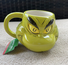 The GRINCH 3-D Figural Christmas Coffee Tea Mug Dr Seuss Green Holiday Cup  New - £17.29 GBP