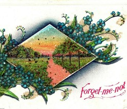 Vtg Postcard 1910s Unused Greetings Forget Me Not Embossed Micah UNP P RIche - £7.10 GBP