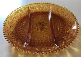 Tiara Glass Sandwich Divided Tray Serving Platter Indiana Plate Amber Gold 12&quot; - £23.94 GBP