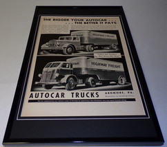 1937 Autocar Trucks Framed 11x17 ORIGINAL Vintage Advertising Poster - $69.29