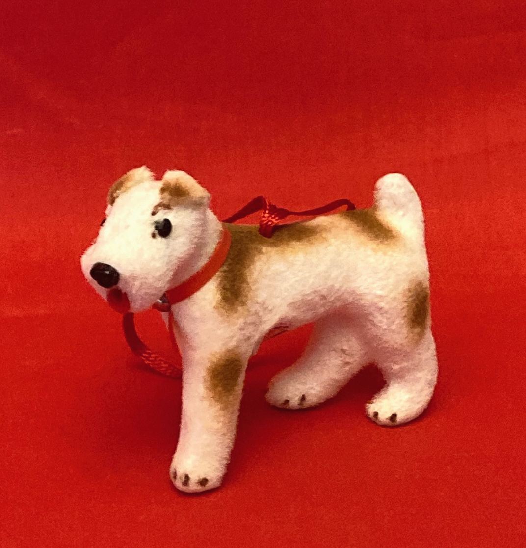 Vintage Wagner Handwork Kunstlerschutz Fox Terrier flocked dog figure or... - $14.00