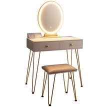 Vanity Makeup Dressing Table 3 Lighting Modes Removable Mirror for Gift White - £263.77 GBP
