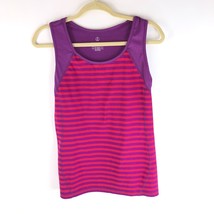 Lands End Womens Tank Top Colorblock Stretch Striped Pink Purple S - $12.59
