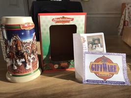 1998 Budweiser Holiday Stein Grant&#39;s Farm Holiday New in Box - £11.82 GBP