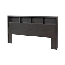 King size Bookcase Headboard in Washed Black Wood Finish - £287.44 GBP