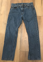 Levi&#39;s 505 Mens Dark Blue Denim Jeans W32 L30 Regular Fit Straight Leg 5 Pockets - £17.11 GBP