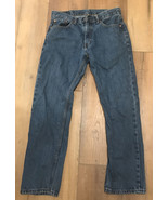 Levi&#39;s 505 Mens Dark Blue Denim Jeans W32 L30 Regular Fit Straight Leg 5... - £16.65 GBP
