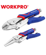 WORKPRO 2PC Locking Pliers Set 7&quot; Curved Jaw Locking Plier 6.5&quot; Long Nos... - £33.96 GBP