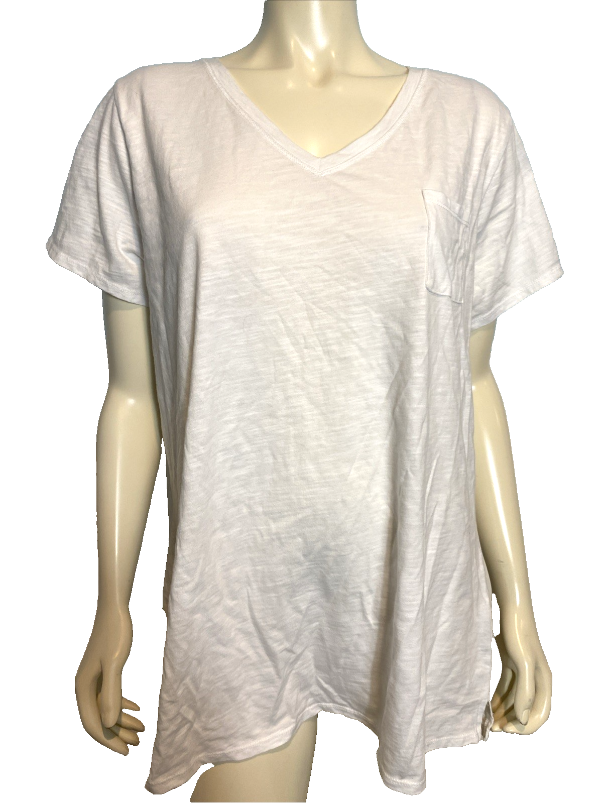 Kim Gravel Belle V-Neck Tee Shirt White XL - $24.69