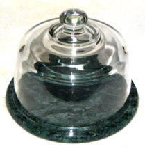 Vintage Italian Green Marble butter, cheese, small Cake, Pastry Display 6&quot; Dia - £23.72 GBP