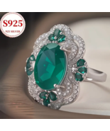 925 Sterling Silver Adjustable Green Cubic Zicornia Ring - $311.46 MXN